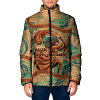 Hecate Goddess Of Witchcraft Padded Jacket Hecate Flaming Torch Serpent And Strophalos Wheel Greek