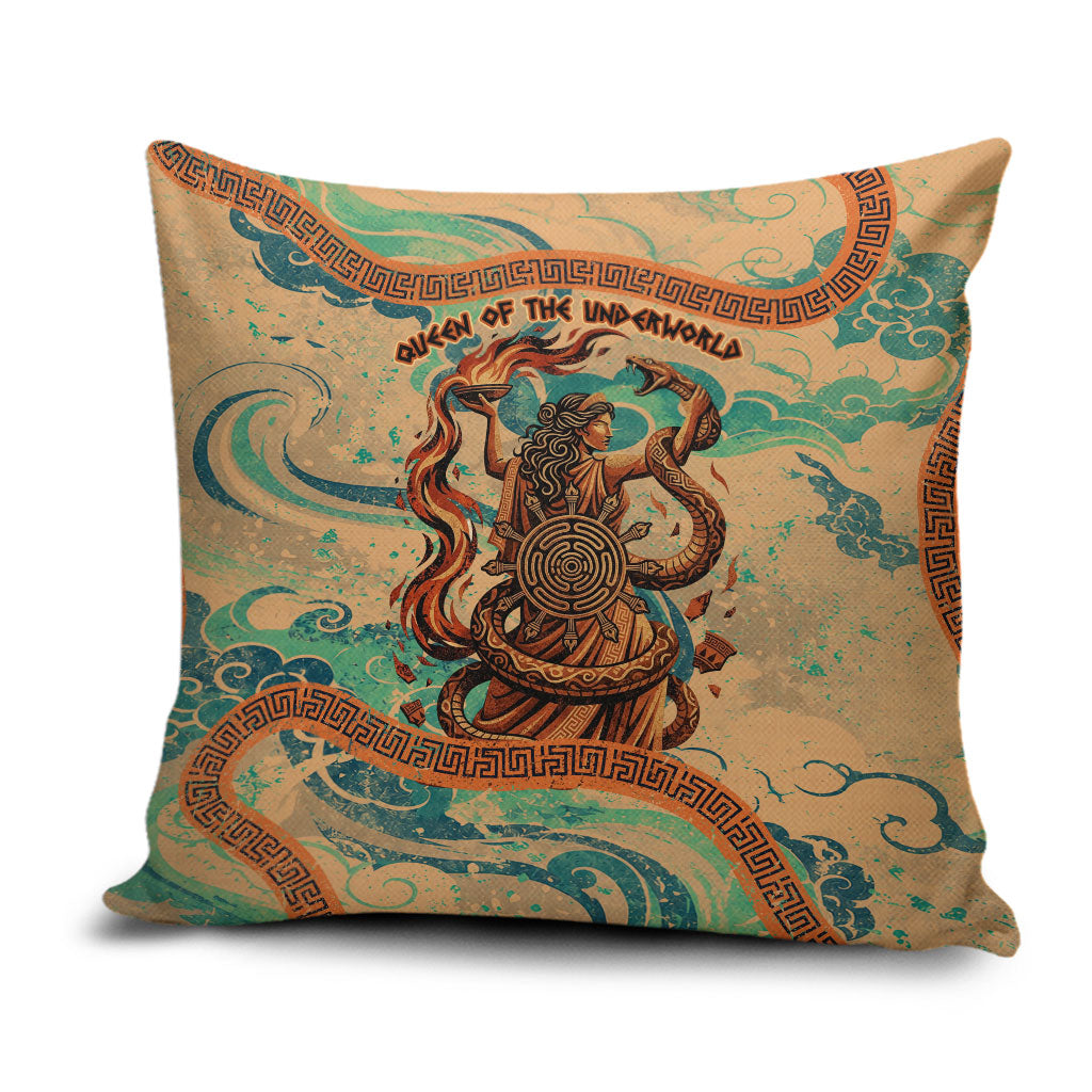 Hecate Goddess Of Witchcraft Pillow Cover Hecate Flaming Torch Serpent And Strophalos Wheel Greek