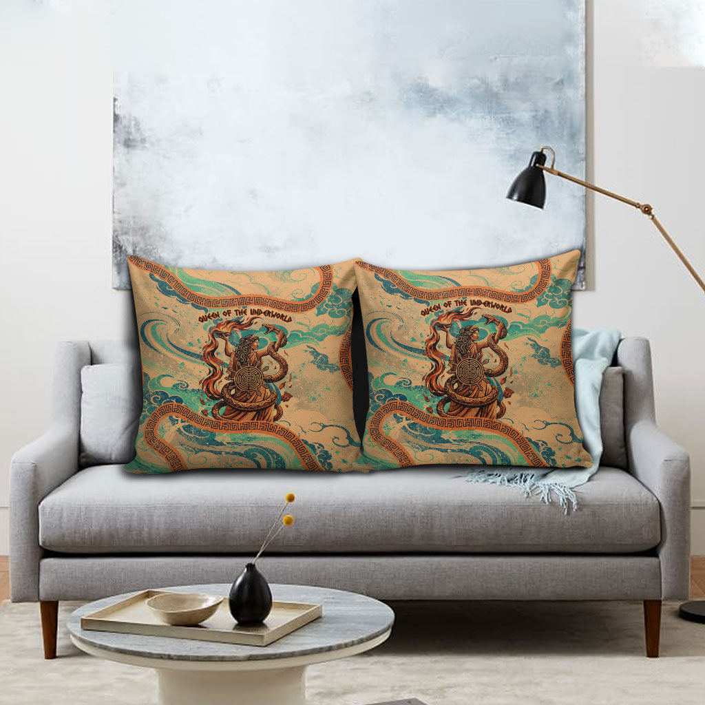 Hecate Goddess Of Witchcraft Pillow Cover Hecate Flaming Torch Serpent And Strophalos Wheel Greek