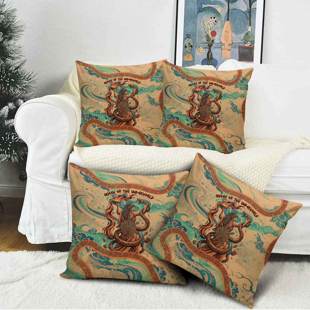 Hecate Goddess Of Witchcraft Pillow Cover Hecate Flaming Torch Serpent And Strophalos Wheel Greek