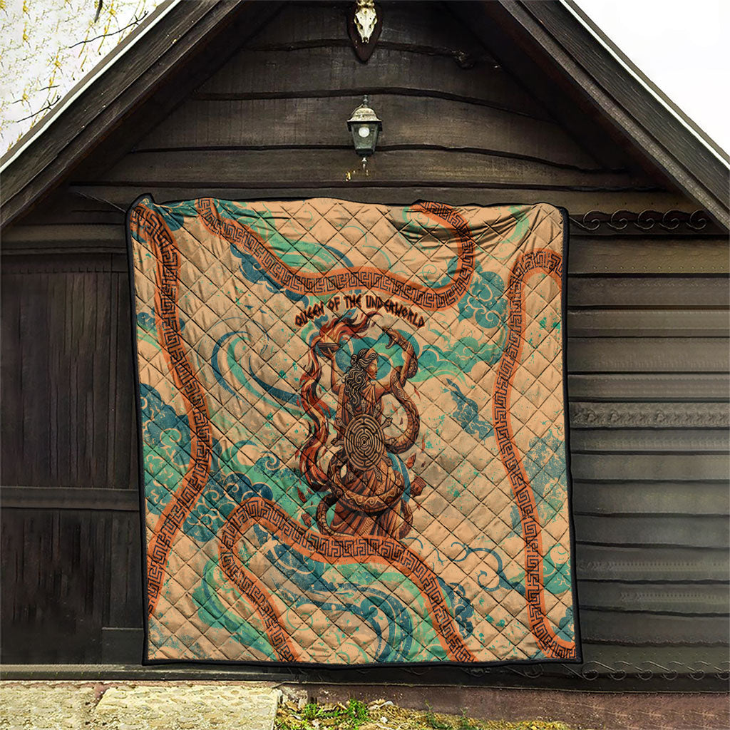 Hecate Goddess Of Witchcraft Quilt Hecate Flaming Torch Serpent And Strophalos Wheel Greek