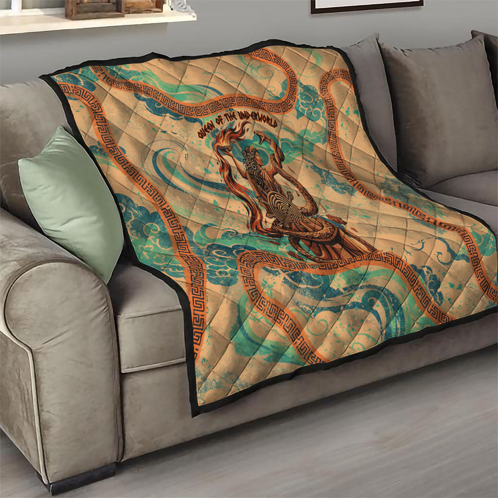 Hecate Goddess Of Witchcraft Quilt Hecate Flaming Torch Serpent And Strophalos Wheel Greek