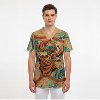 Hecate Goddess Of Witchcraft Scrub Top Hecate Flaming Torch Serpent And Strophalos Wheel Greek