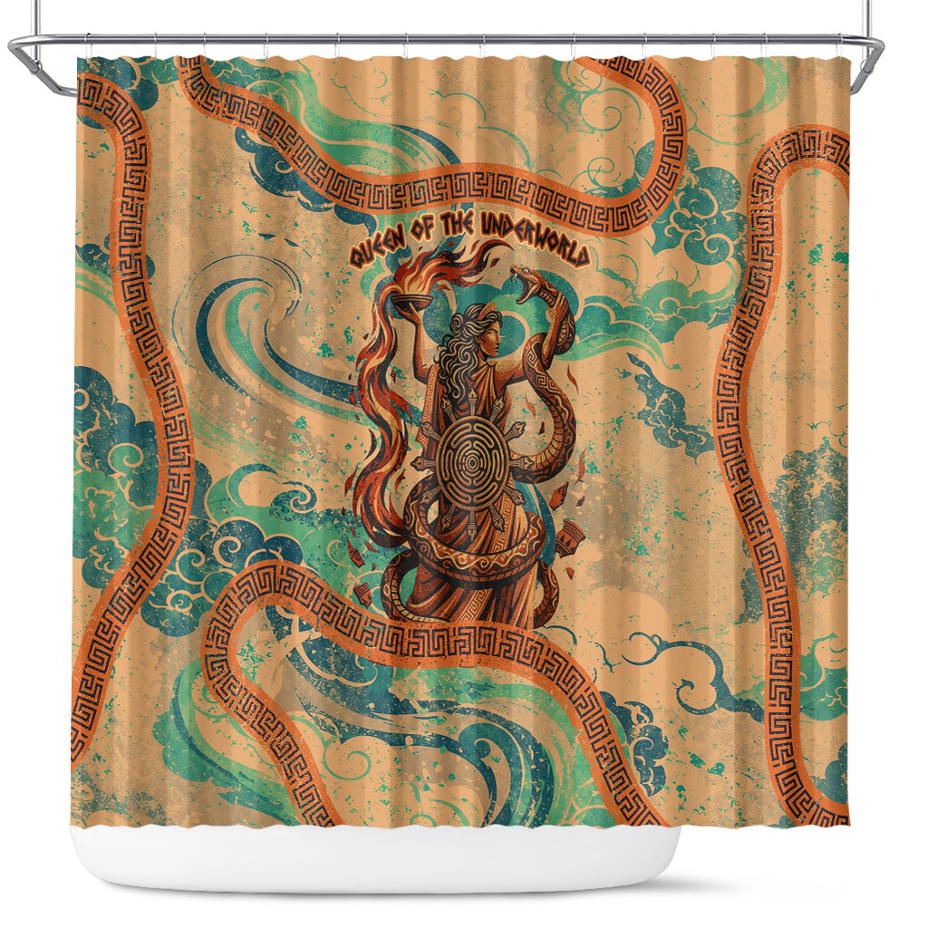 Hecate Goddess Of Witchcraft Shower Curtain Hecate Flaming Torch Serpent And Strophalos Wheel Greek