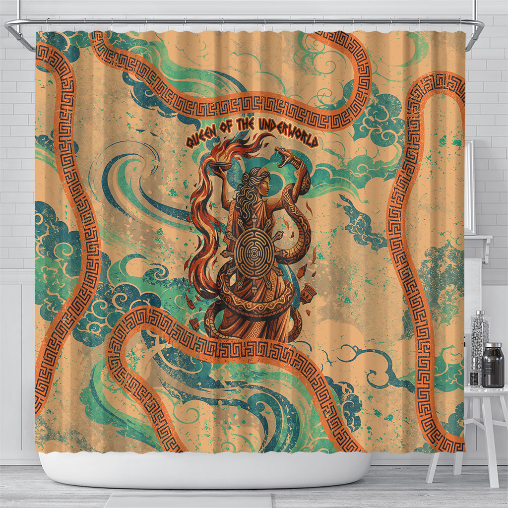 Hecate Goddess Of Witchcraft Shower Curtain Hecate Flaming Torch Serpent And Strophalos Wheel Greek