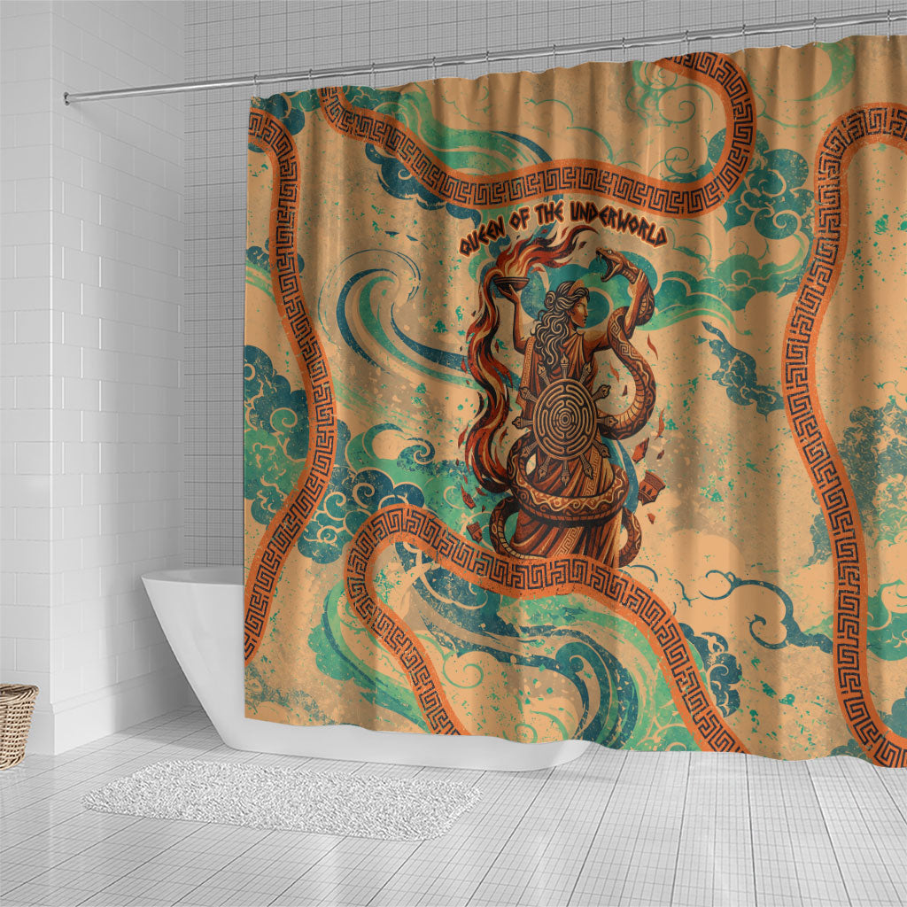 Hecate Goddess Of Witchcraft Shower Curtain Hecate Flaming Torch Serpent And Strophalos Wheel Greek