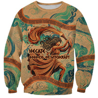 Hecate Goddess Of Witchcraft Sweatshirt Hecate Flaming Torch Serpent And Strophalos Wheel Greek