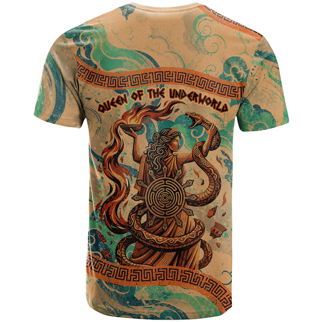 Hecate Goddess Of Witchcraft T Shirt Hecate Flaming Torch Serpent And Strophalos Wheel Greek