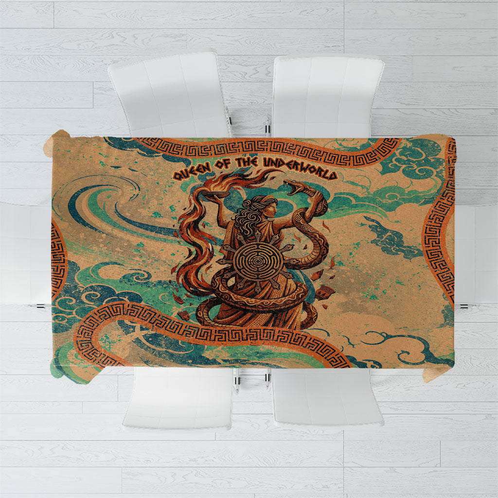 Hecate Goddess Of Witchcraft Tablecloth Hecate Flaming Torch Serpent And Strophalos Wheel Greek