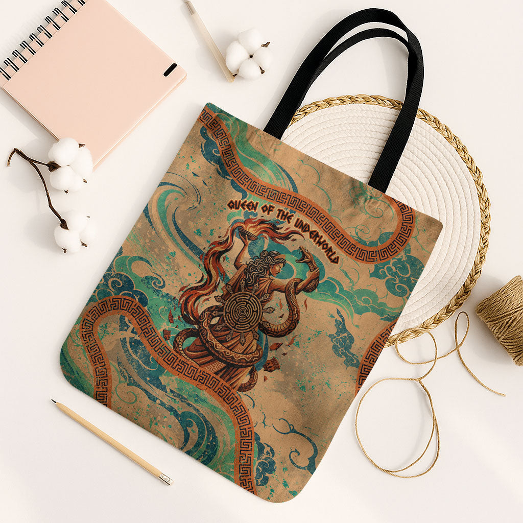 Hecate Goddess Of Witchcraft Tote Bag Hecate Flaming Torch Serpent And Strophalos Wheel Greek