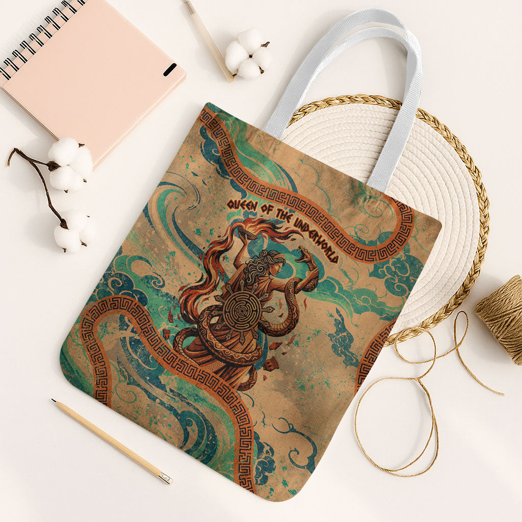 Hecate Goddess Of Witchcraft Tote Bag Hecate Flaming Torch Serpent And Strophalos Wheel Greek