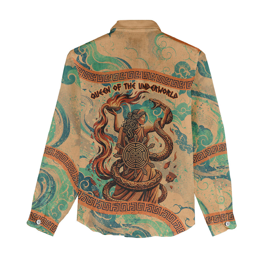 Hecate Goddess Of Witchcraft Women Casual Shirt Hecate Flaming Torch Serpent And Strophalos Wheel Greek