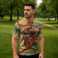 Hecate Goddess Of Witchcraft Zipper Polo Shirt Hecate Flaming Torch Serpent And Strophalos Wheel Greek