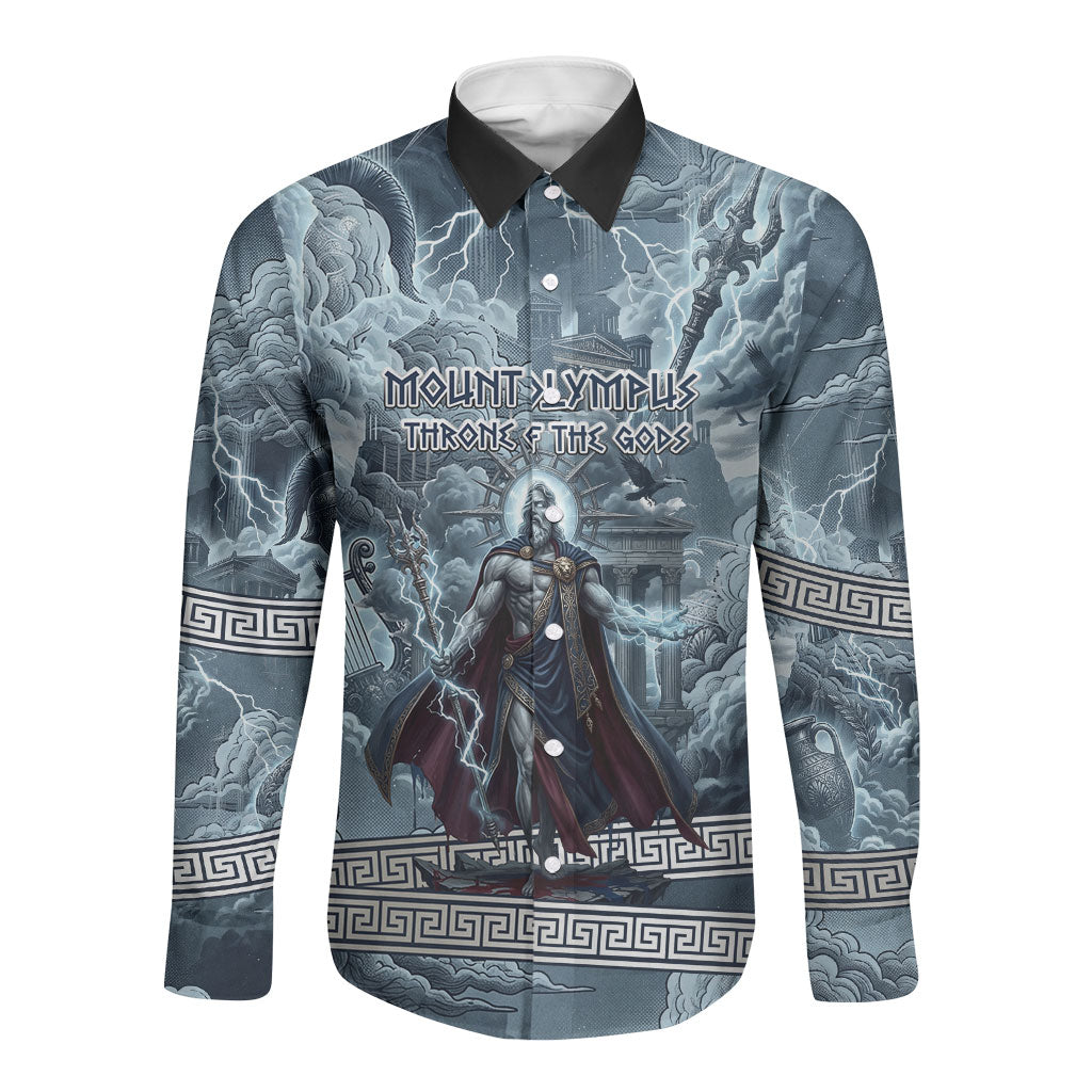 Mount Olympus Long Sleeve Button Shirt Throne Of The Twelve Gods Greek Mythology