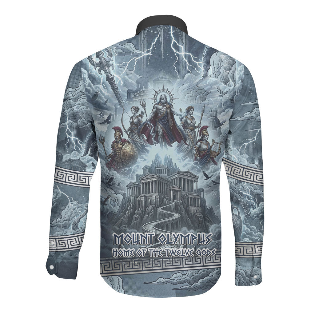 Mount Olympus Long Sleeve Button Shirt Throne Of The Twelve Gods Greek Mythology