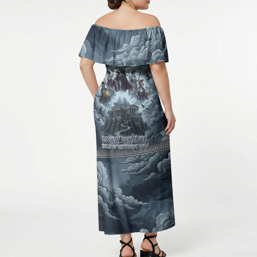 Mount Olympus Off Shoulder Maxi Dress Throne Of The Twelve Gods Greek Mythology