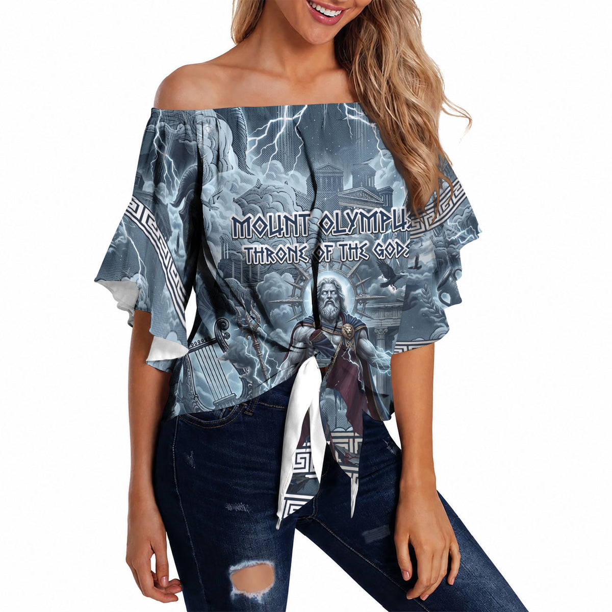 Mount Olympus Off Shoulder Wrap Waist Top Throne Of The Twelve Gods Greek Mythology
