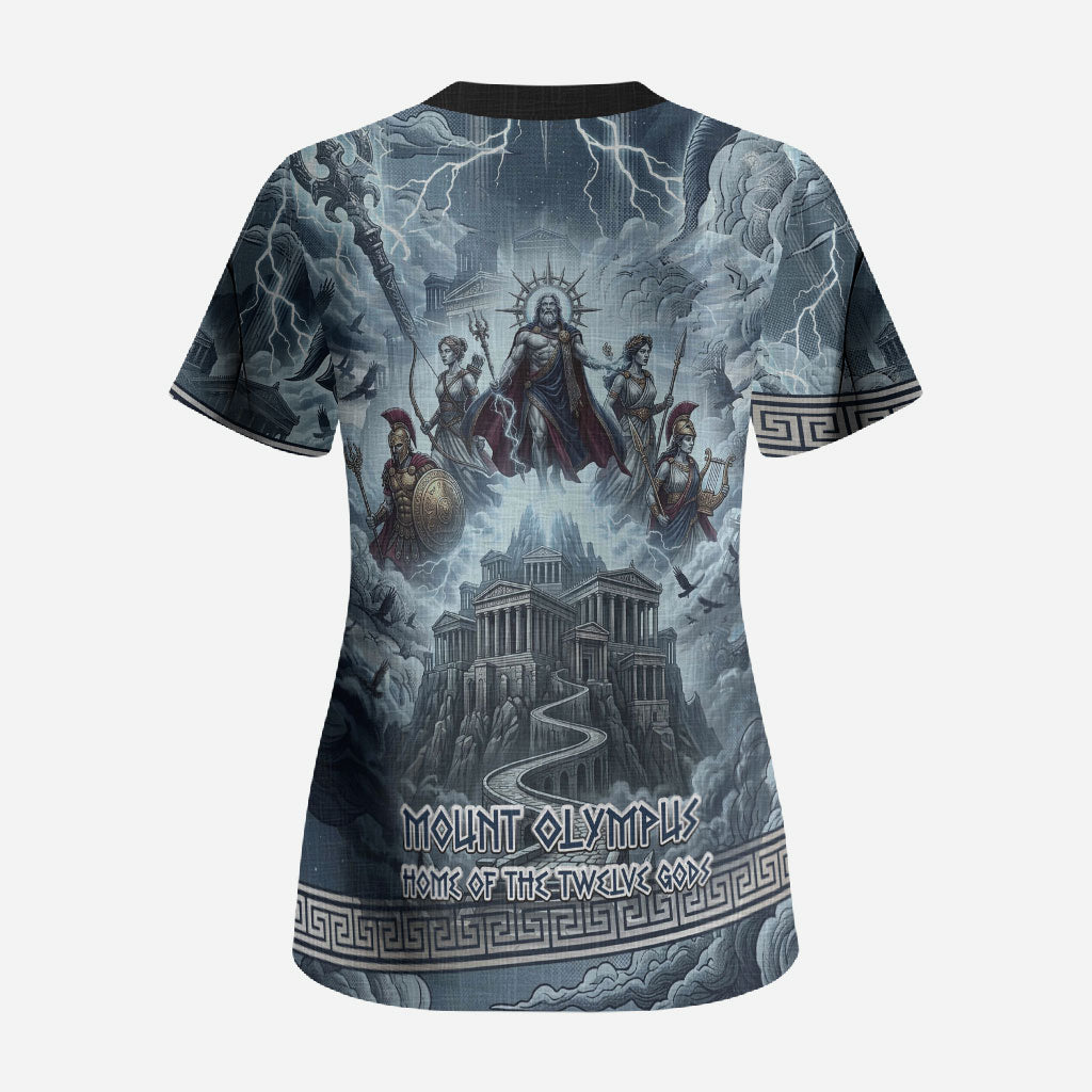 Mount Olympus Scrub Top Throne Of The Twelve Gods Greek Mythology