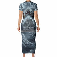 Mount Olympus Short Sleeve Bodycon Dress Throne Of The Twelve Gods Greek Mythology