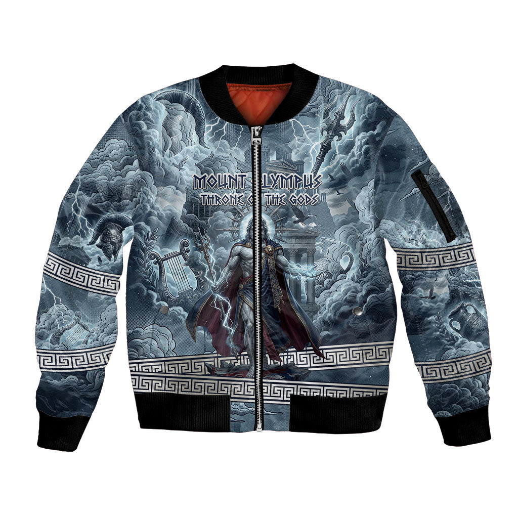 Mount Olympus Sleeve Zip Bomber Jacket Throne Of The Twelve Gods Greek Mythology