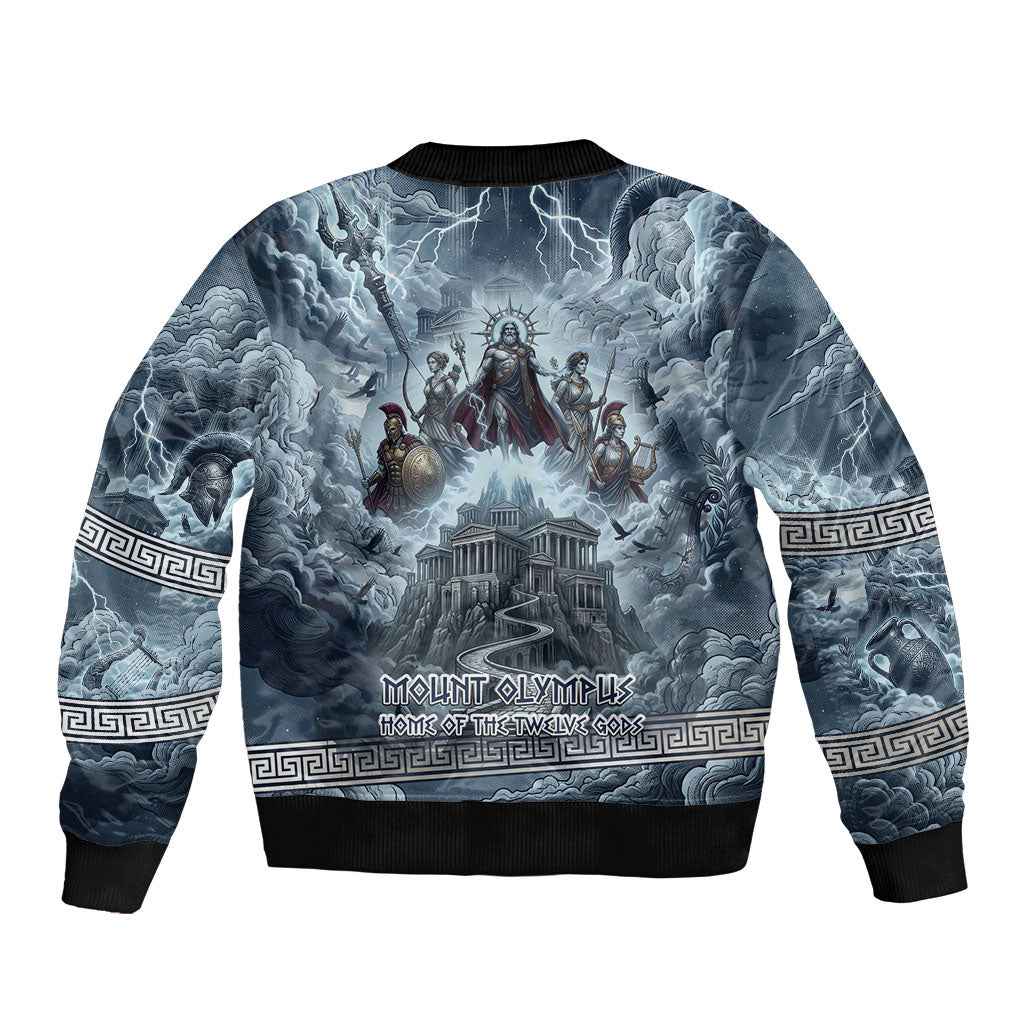 Mount Olympus Sleeve Zip Bomber Jacket Throne Of The Twelve Gods Greek Mythology