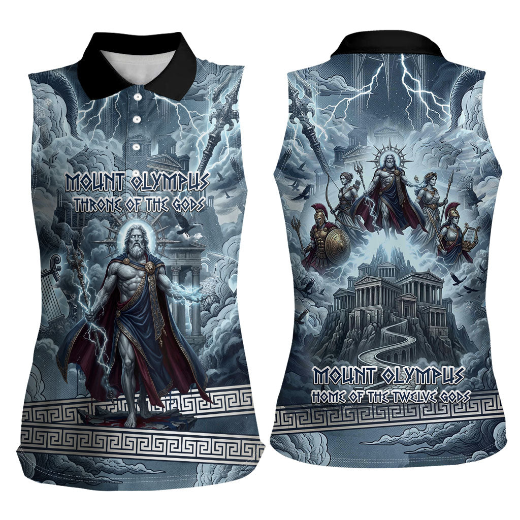 Mount Olympus Women Sleeveless Polo Shirt Throne Of The Twelve Gods Greek Mythology