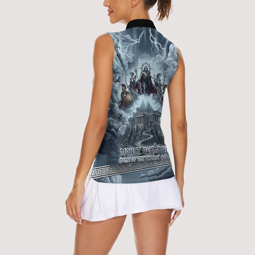Mount Olympus Women Sleeveless Polo Shirt Throne Of The Twelve Gods Greek Mythology