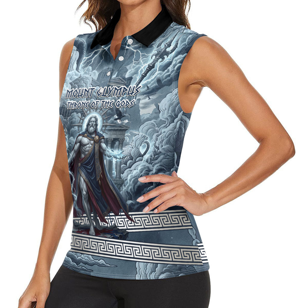 Mount Olympus Women Sleeveless Polo Shirt Throne Of The Twelve Gods Greek Mythology