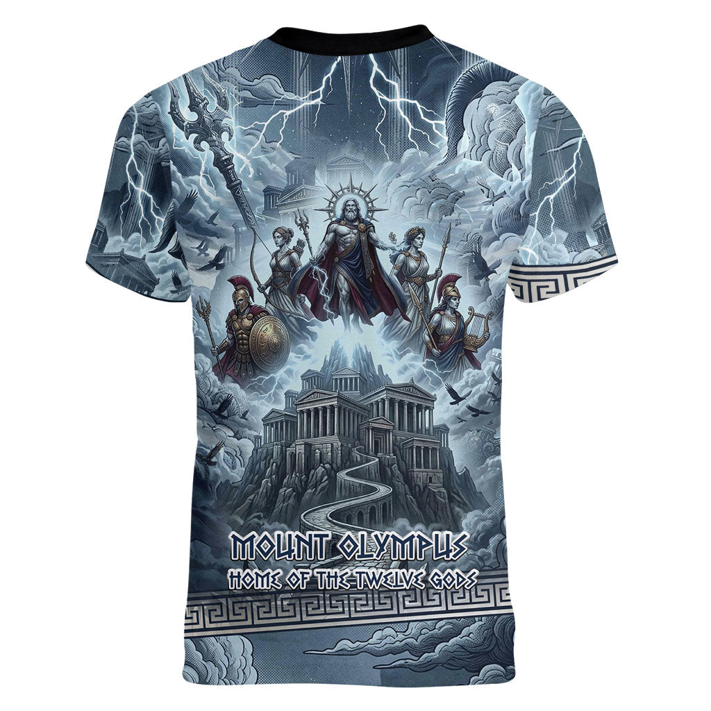 Mount Olympus Women V-Neck T-Shirt Throne Of The Twelve Gods Greek Mythology