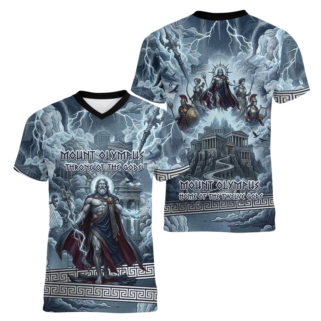 Mount Olympus Women V-Neck T-Shirt Throne Of The Twelve Gods Greek Mythology