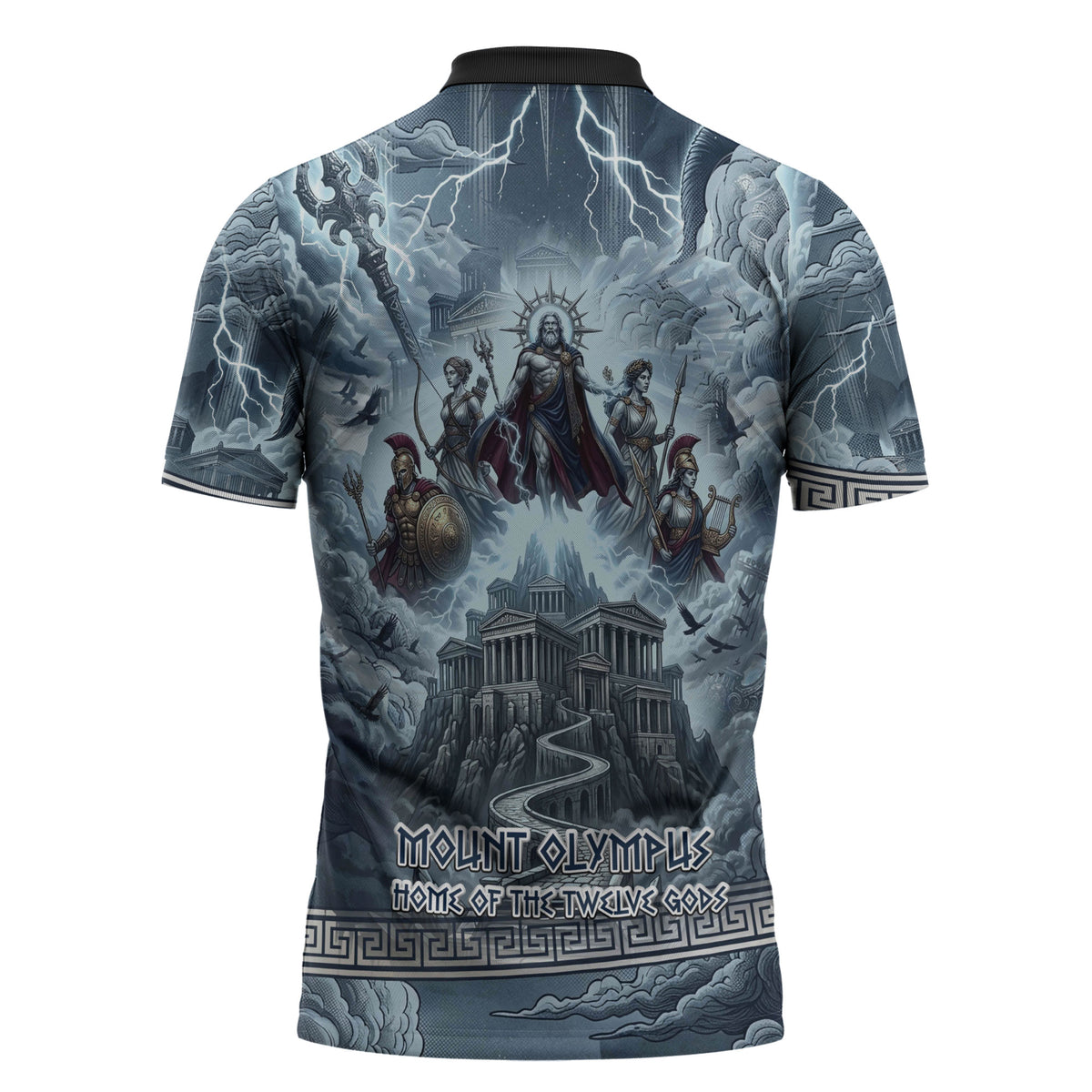 Mount Olympus Zipper Polo Shirt Throne Of The Twelve Gods Greek Mythology