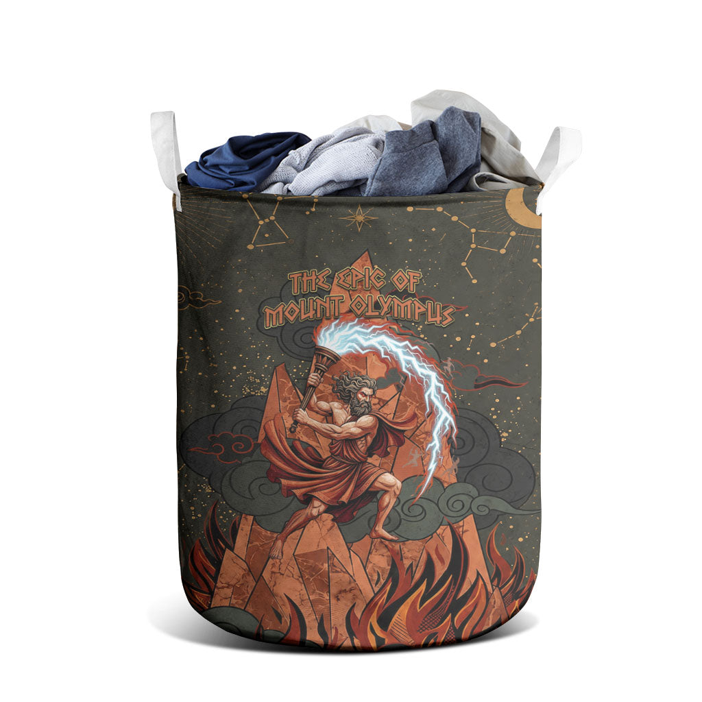 Mount Olympus Laundry Basket Greek Prometheus Torch Flame Lightning Mountain Constellations
