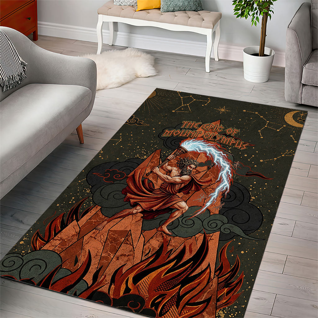 Mount Olympus Area Rug Greek Prometheus Torch Flame Lightning Mountain Constellations