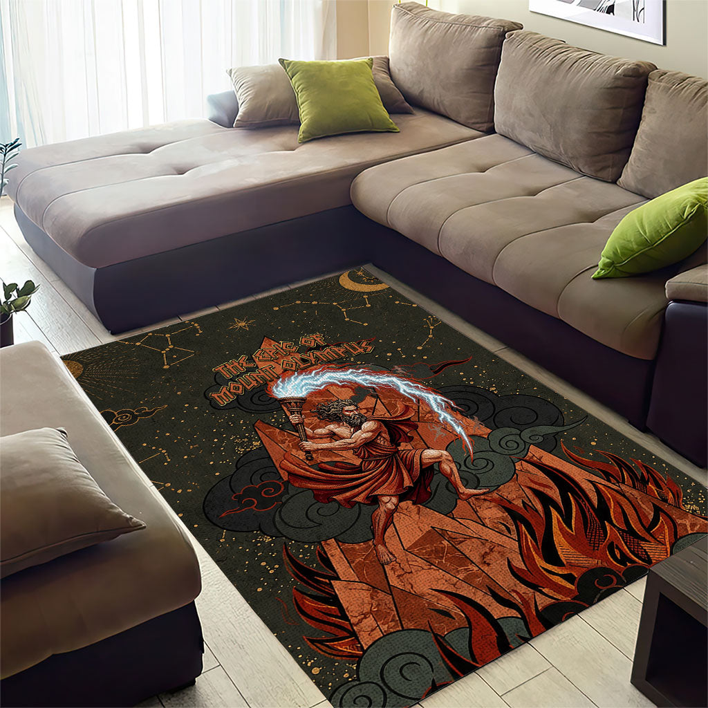 Mount Olympus Area Rug Greek Prometheus Torch Flame Lightning Mountain Constellations