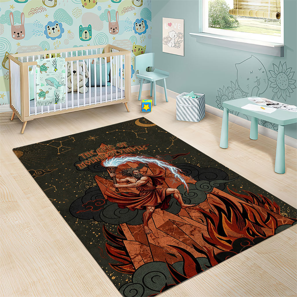 Mount Olympus Area Rug Greek Prometheus Torch Flame Lightning Mountain Constellations