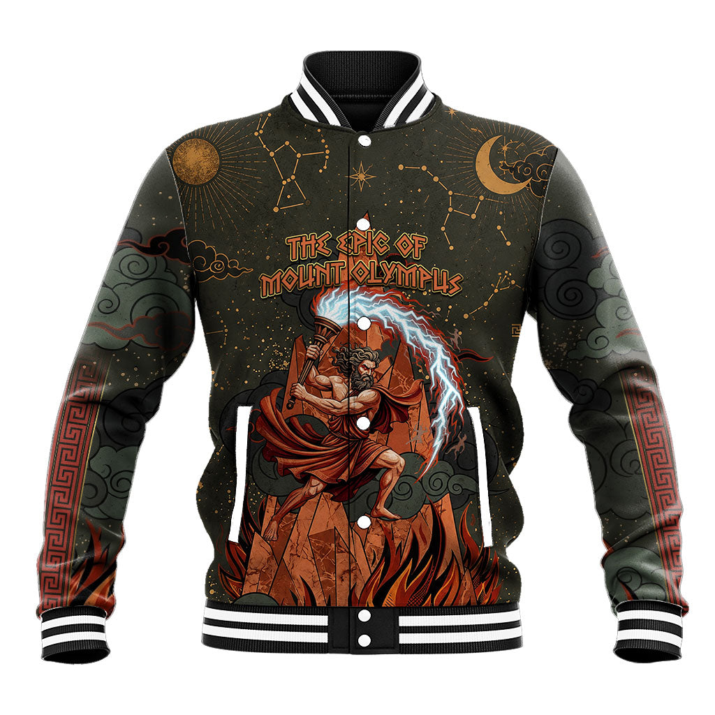 Mount Olympus Baseball Jacket Greek Prometheus Torch Flame Lightning Mountain Constellations