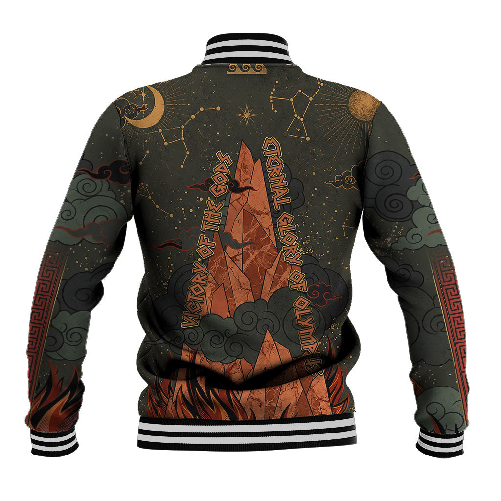 Mount Olympus Baseball Jacket Greek Prometheus Torch Flame Lightning Mountain Constellations