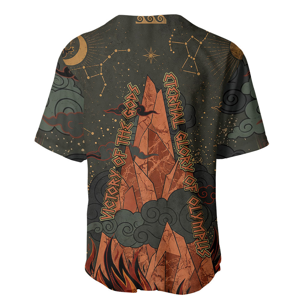 Mount Olympus Baseball Jersey Greek Prometheus Torch Flame Lightning Mountain Constellations