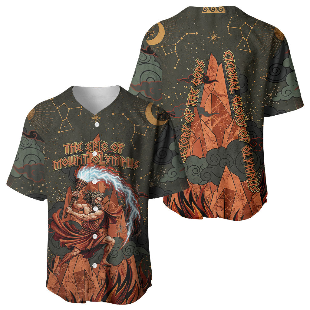 Mount Olympus Baseball Jersey Greek Prometheus Torch Flame Lightning Mountain Constellations