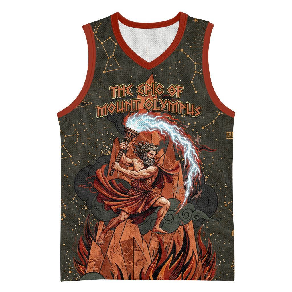 Mount Olympus Basketball Jersey Greek Prometheus Torch Flame Lightning Mountain Constellations