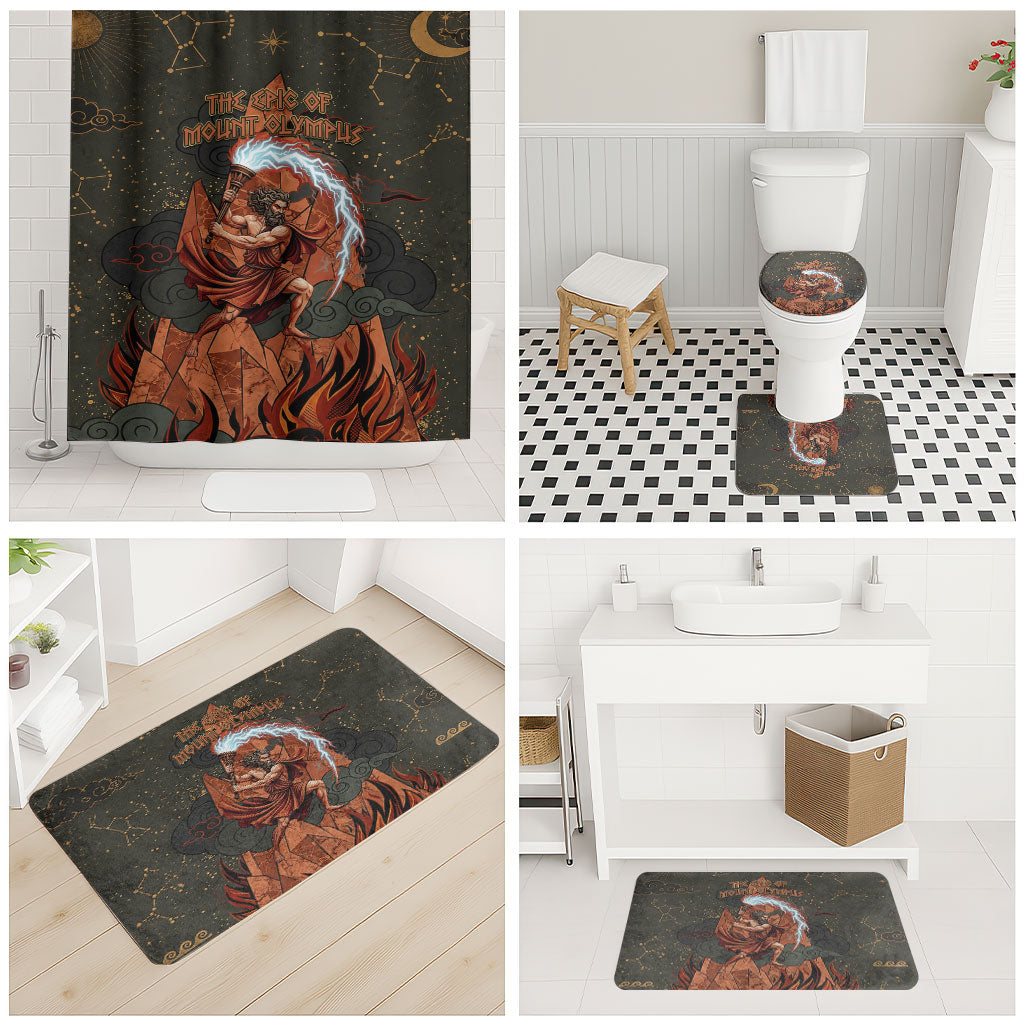 Mount Olympus Bathroom Set Greek Prometheus Torch Flame Lightning Mountain Constellations