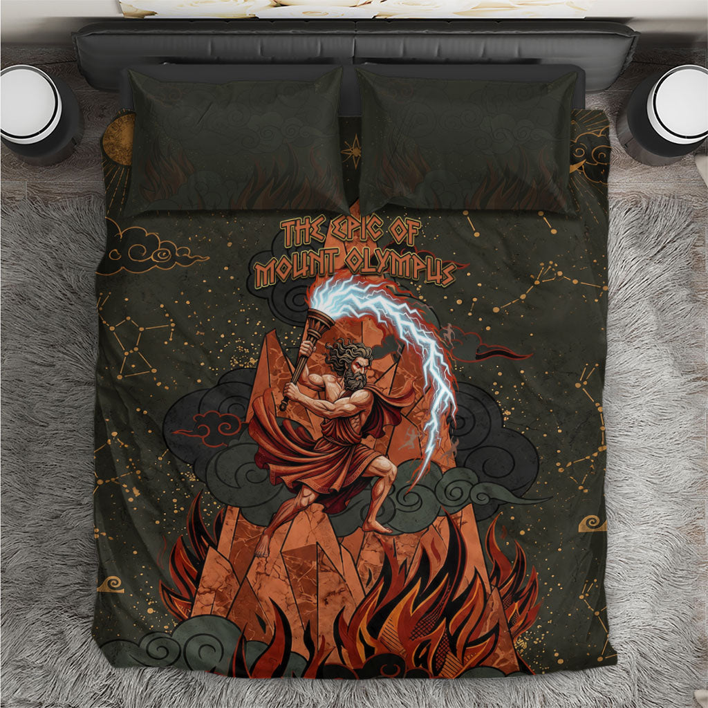 Mount Olympus Bedding Set Greek Prometheus Torch Flame Lightning Mountain Constellations