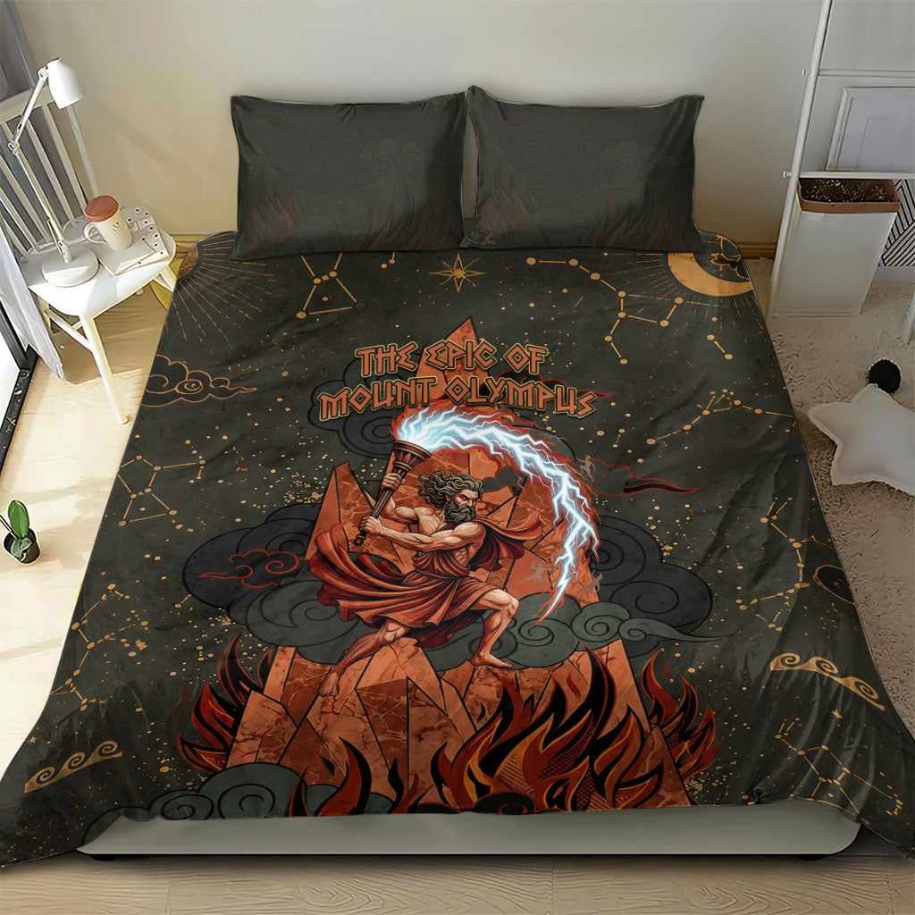 Mount Olympus Bedding Set Greek Prometheus Torch Flame Lightning Mountain Constellations