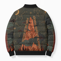Mount Olympus Bomber Puffer Jacket Greek Prometheus Torch Flame Lightning Mountain Constellations