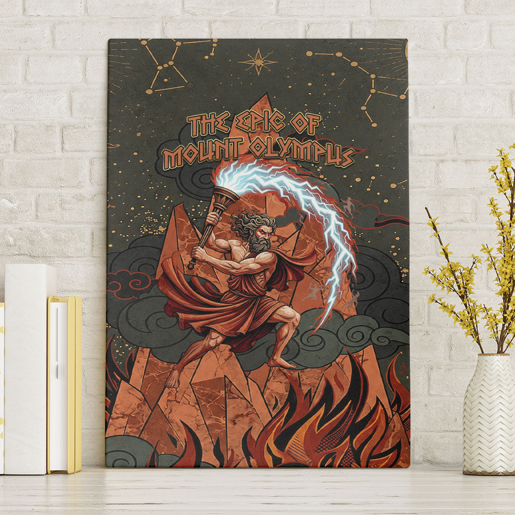 Mount Olympus Canvas Wall Art Greek Prometheus Torch Flame Lightning Mountain Constellations