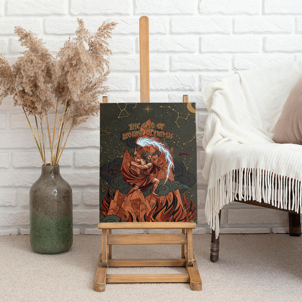 Mount Olympus Canvas Wall Art Greek Prometheus Torch Flame Lightning Mountain Constellations