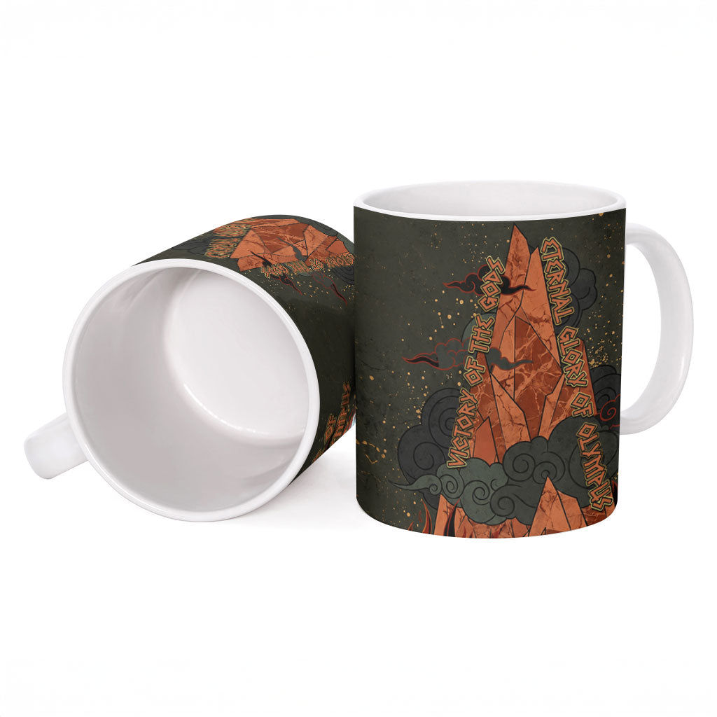 Mount Olympus Ceramic Mug Greek Prometheus Torch Flame Lightning Mountain Constellations