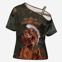 Mount Olympus Cross Shoulder Shirt Greek Prometheus Torch Flame Lightning Mountain Constellations