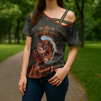 Mount Olympus Cross Shoulder Shirt Greek Prometheus Torch Flame Lightning Mountain Constellations