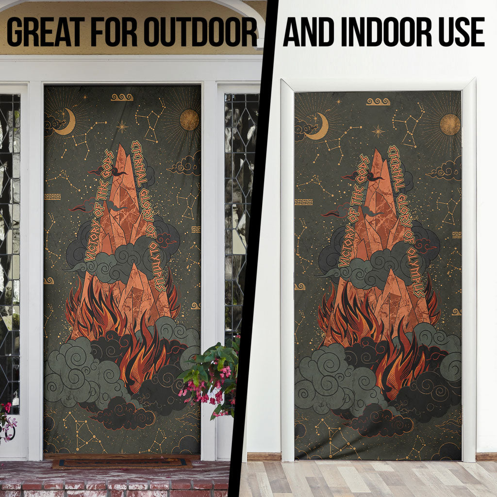 Mount Olympus Door Cover Greek Prometheus Torch Flame Lightning Mountain Constellations